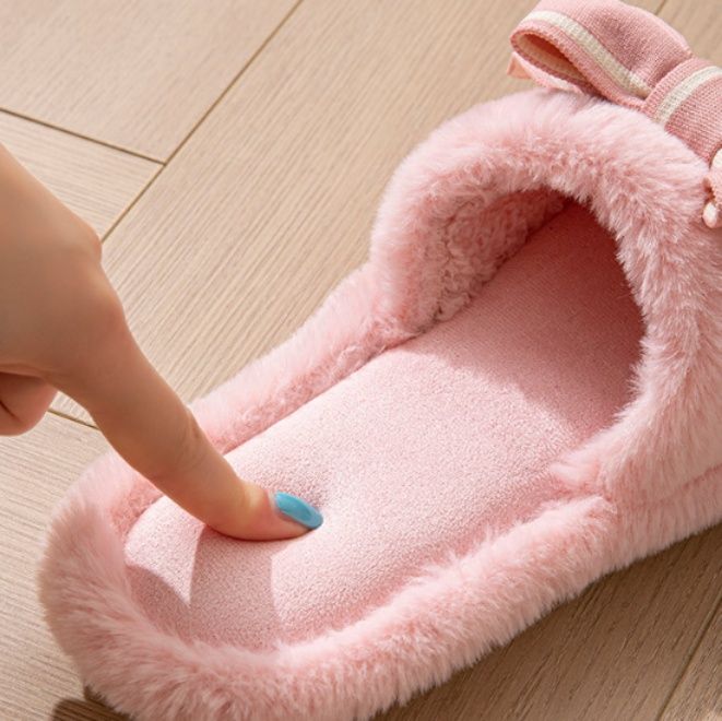 インテリア雑貨 愛のメッセージ付きリボンふわふわルームスリッパ