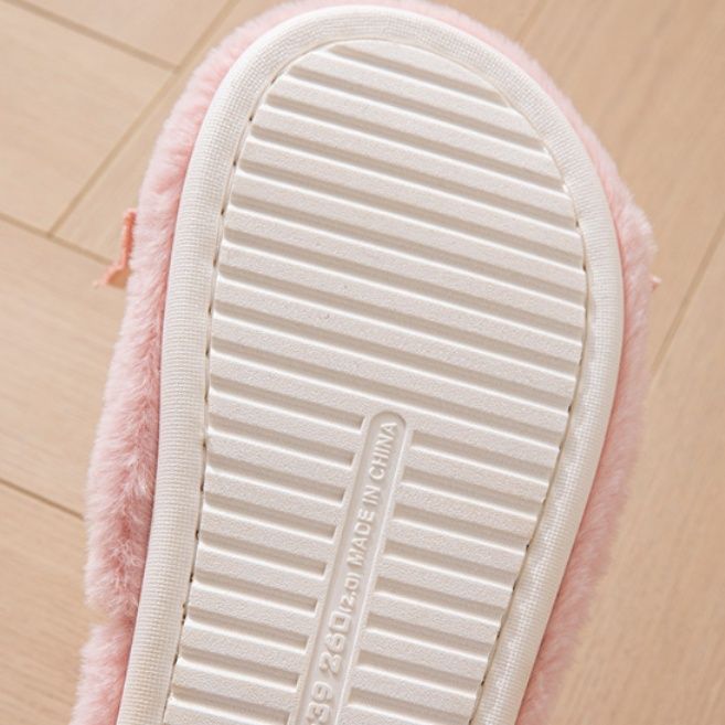 インテリア雑貨 愛のメッセージ付きリボンふわふわルームスリッパ