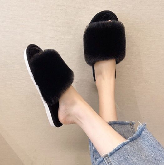 インテリア雑貨 ふわふわファー付きキルティングサンダルスリッパ