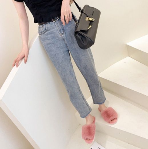 インテリア雑貨 ふわふわファー付きキルティングサンダルスリッパ