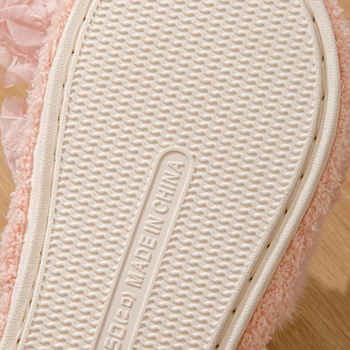 インテリア雑貨 ふわふわ大輪りぼん付きもこもこルームスリッパ