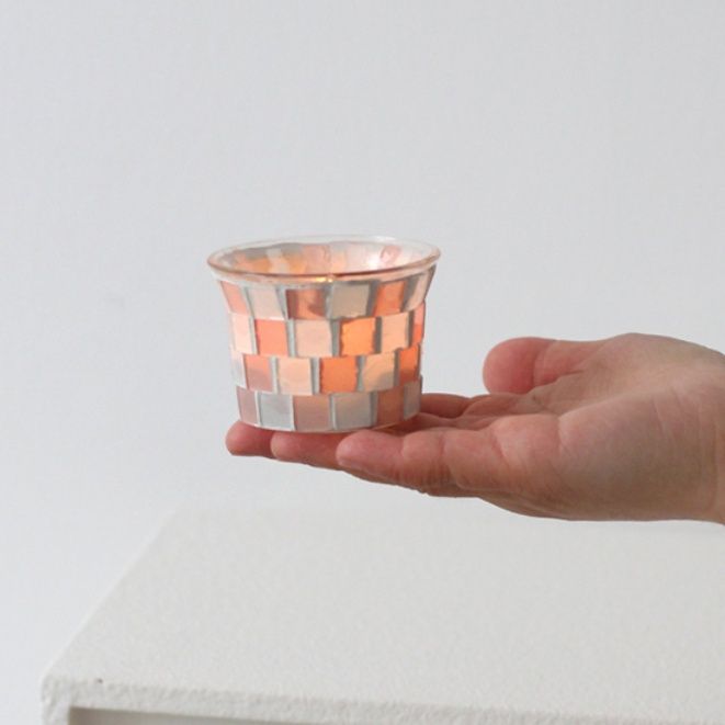 インテリア雑貨 モザイクガラスの煌めきキャンドルホルダー