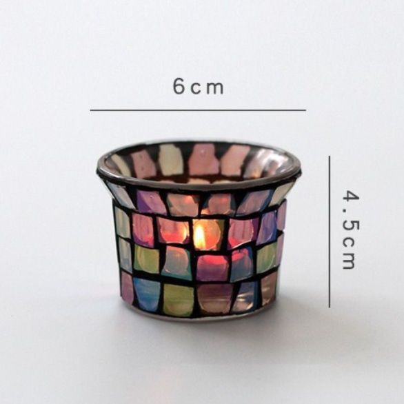 インテリア雑貨 モザイクガラスの煌めきキャンドルホルダー
