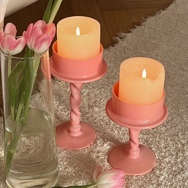 インテリア雑貨 螺旋脚付きキャンドルホルダーセット
