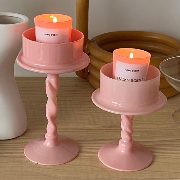 インテリア雑貨 螺旋脚付きキャンドルホルダーセット