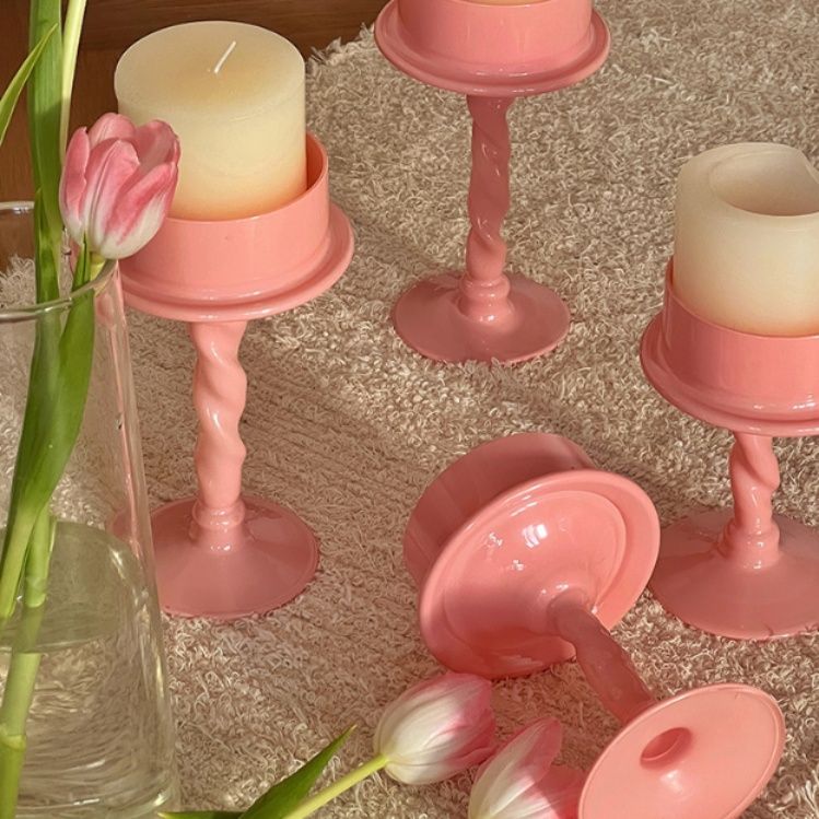 インテリア雑貨 螺旋脚付きキャンドルホルダーセット