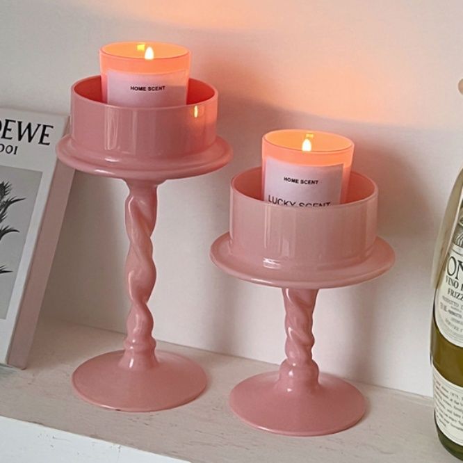 インテリア雑貨 螺旋脚付きキャンドルホルダーセット