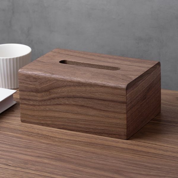 インテリア雑貨 北米黒胡桃木製ティッシュケース