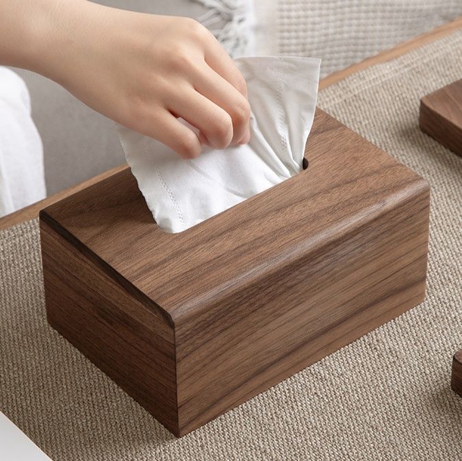 インテリア雑貨 北米黒胡桃木製ティッシュケース