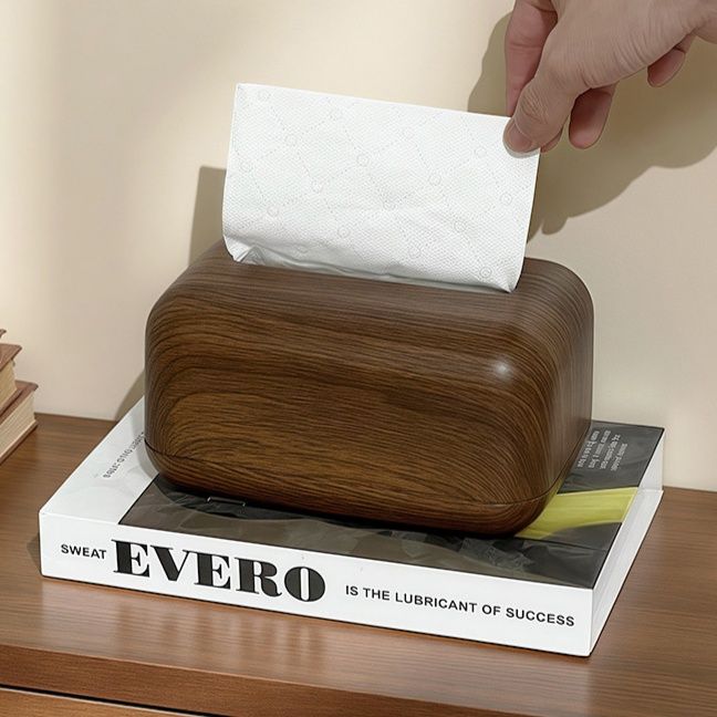 インテリア雑貨 天然木目調曲線デザインティシュケース