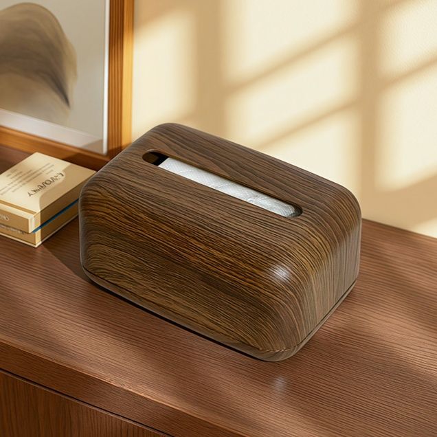 インテリア雑貨 天然木目調曲線デザインティシュケース