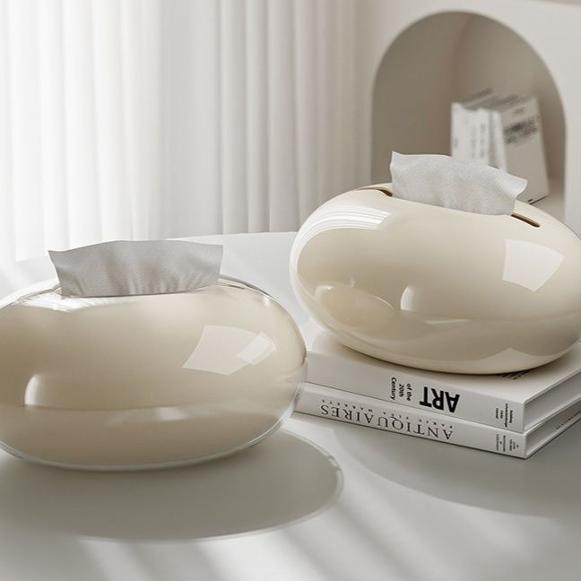 インテリア雑貨 磁吸式透明蓋付き丸型ティシュケース