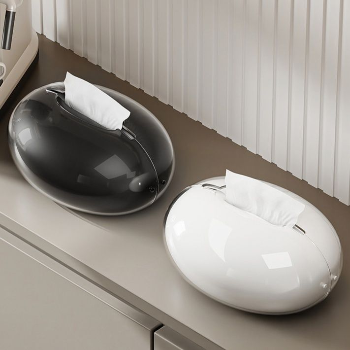 インテリア雑貨 磁吸式透明蓋付き丸型ティシュケース