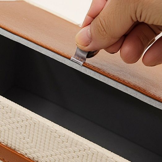 インテリア雑貨 編み込み調縁取り長方形ティシュケース