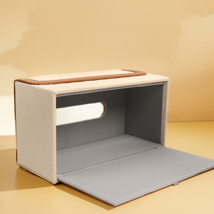 インテリア雑貨 編み込み調縁取り長方形ティシュケース