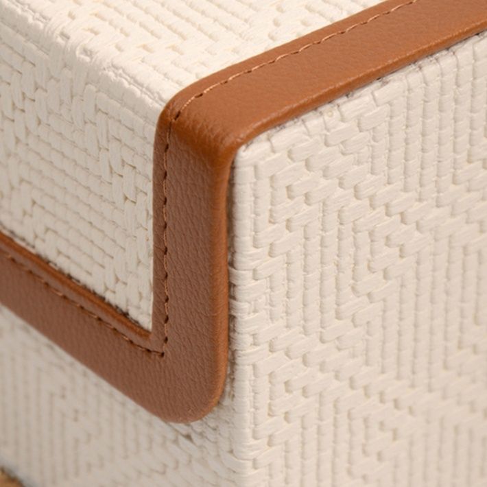 インテリア雑貨 編み込み調縁取り長方形ティシュケース