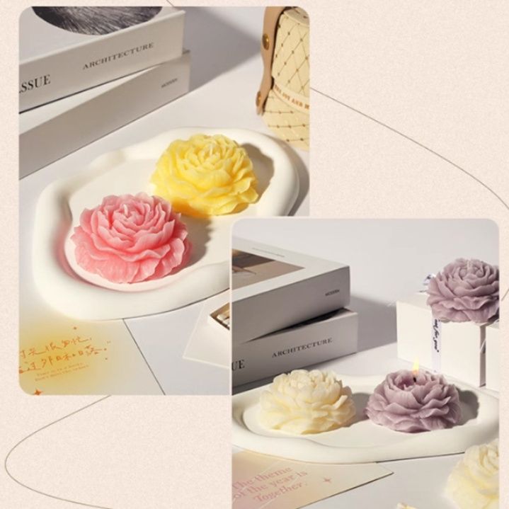 インテリア雑貨 立体牡丹花モチーフの優雅なフラワーキャンドル