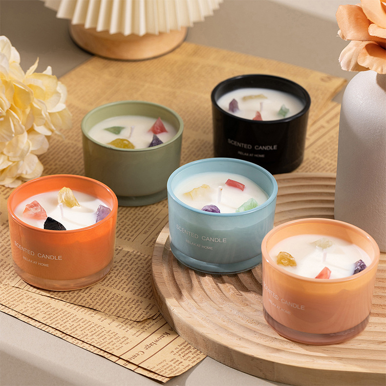 インテリア雑貨 天然石を閉じ込めた癒しのキャンドル