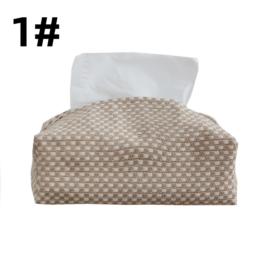 インテリア雑貨 おしゃれチェック柄ティッシュケース取っ手付き