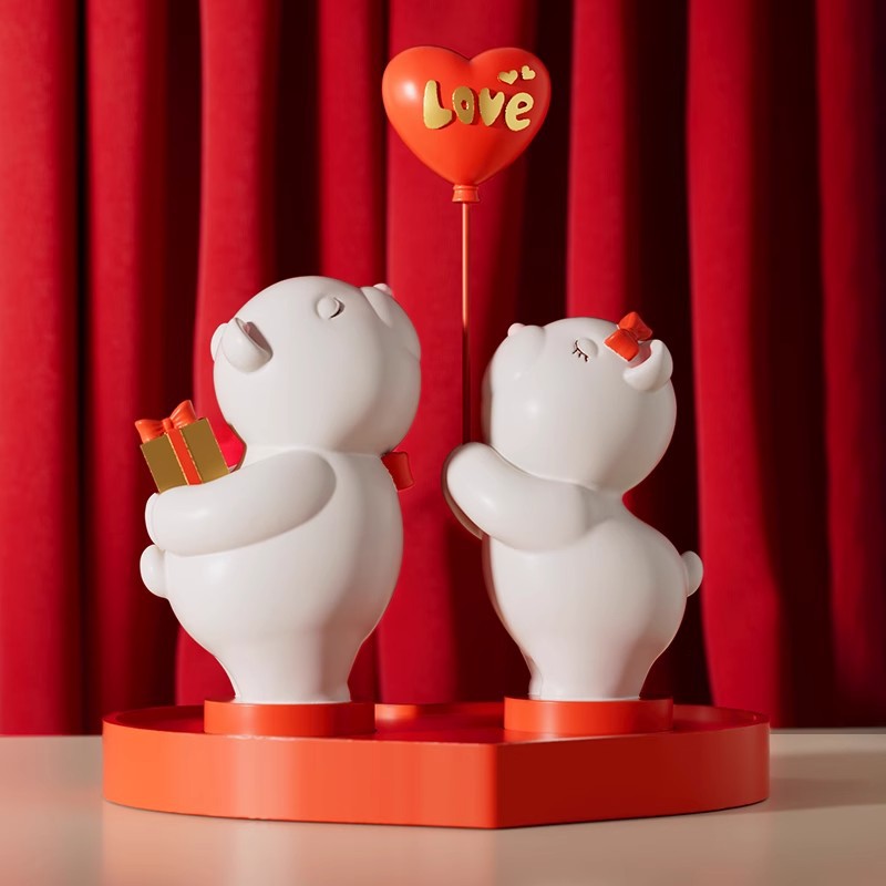インテリア雑貨 愛を贈る仲良しくまペア置き物