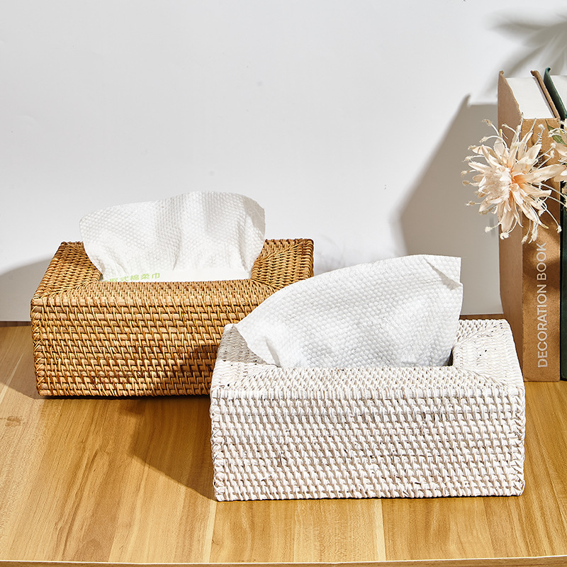 インテリア雑貨 天然素材手編み立方体ティッシュケース