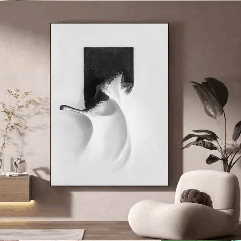 インテリア雑貨 白と黒の境界 抽象アートポスター