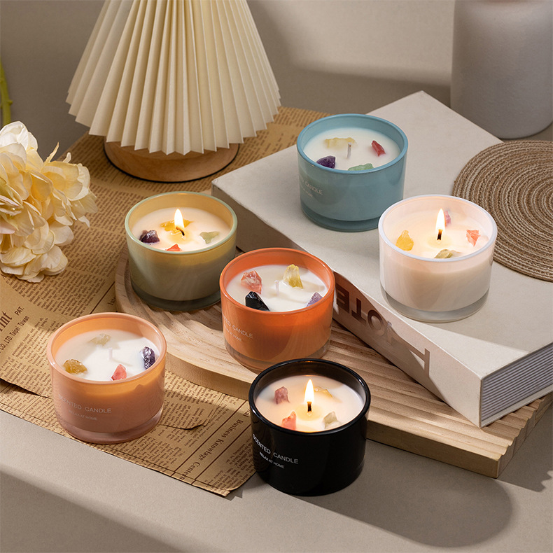 インテリア雑貨 天然石を閉じ込めた癒しのキャンドル