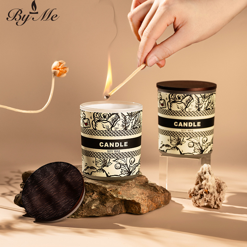 インテリア雑貨 植物画ボタニカル柄のキャンドルギフトセット