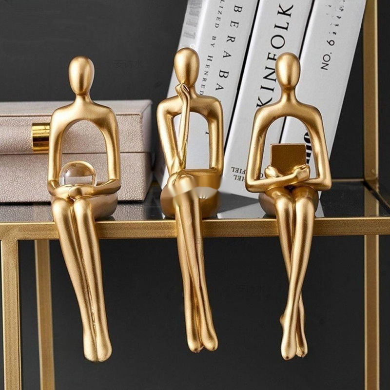 インテリア雑貨 抽象人物座像三体セット棚飾り置き物