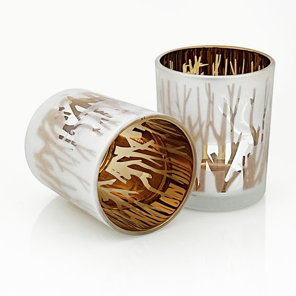 インテリア雑貨 森の動物シルエット透かし彫りキャンドルホルダー