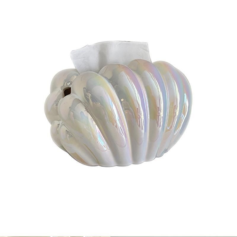 インテリア雑貨 貝殻モチーフの光沢仕上げティシュケース