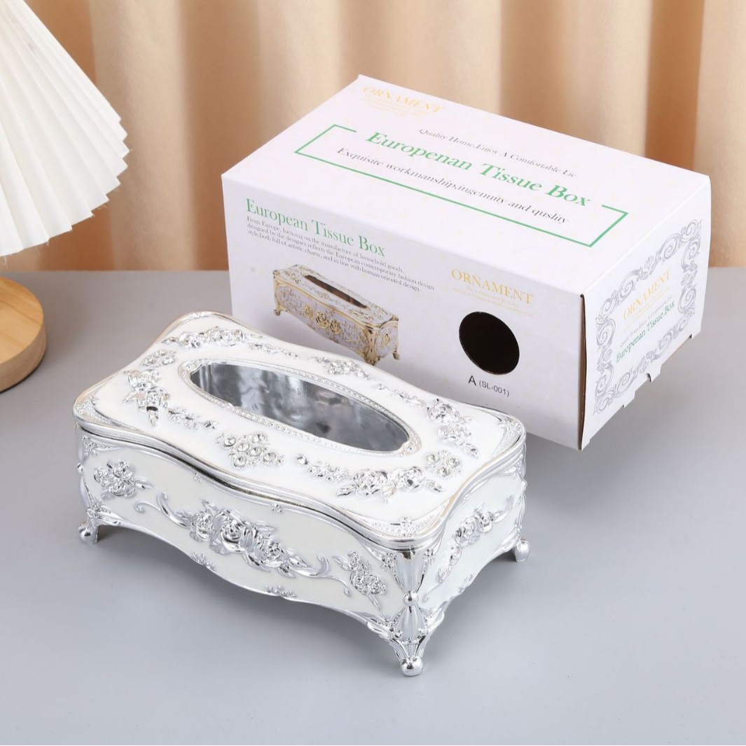 インテリア雑貨 薔薇彫刻装飾付き宮廷風ティシュケース