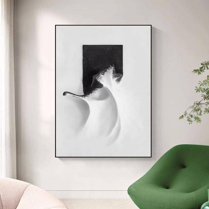 インテリア雑貨 白と黒の境界 抽象アートポスター