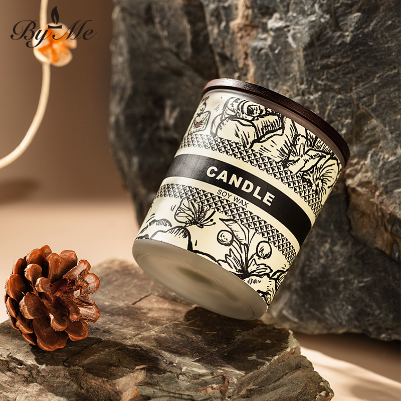 インテリア雑貨 植物画ボタニカル柄のキャンドルギフトセット