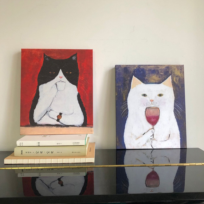 インテリア雑貨 優雅な猫たちのワインタイム ポスター 2枚組
