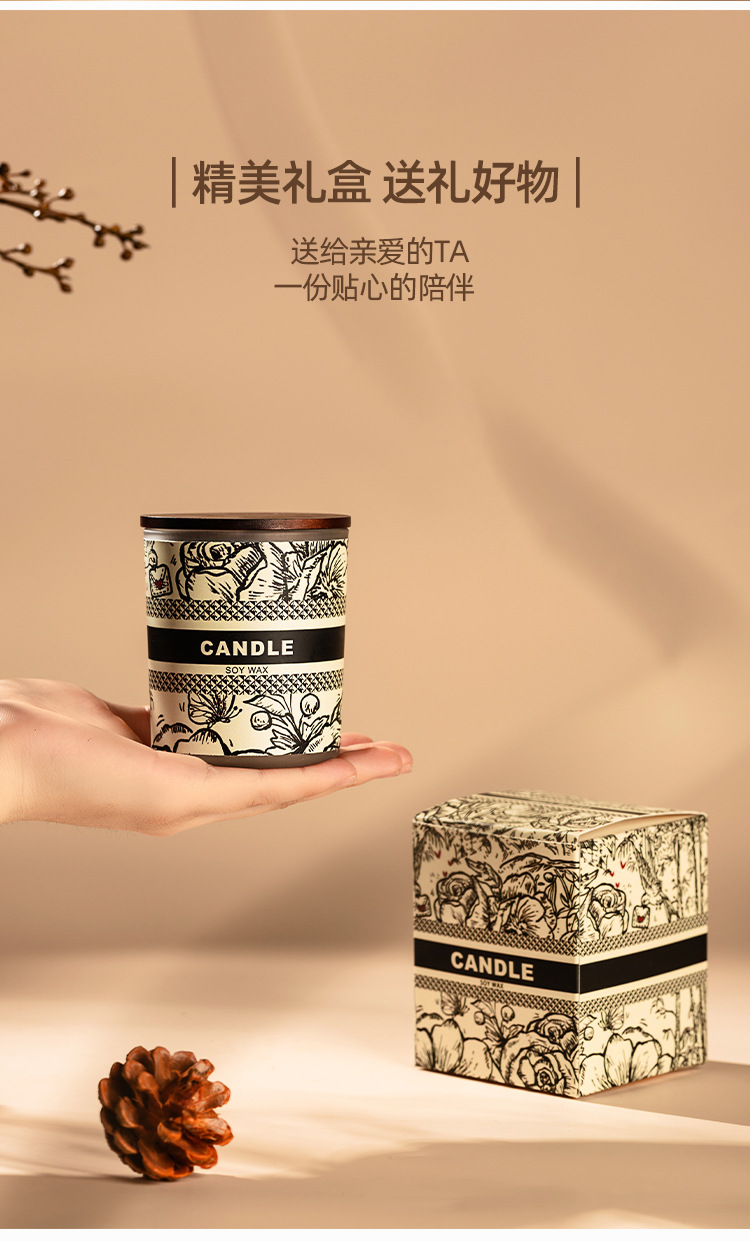 インテリア雑貨 植物画ボタニカル柄のキャンドルギフトセット