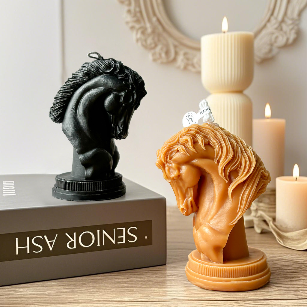 インテリア雑貨 古典様式馬頭彫刻装飾キャンドル