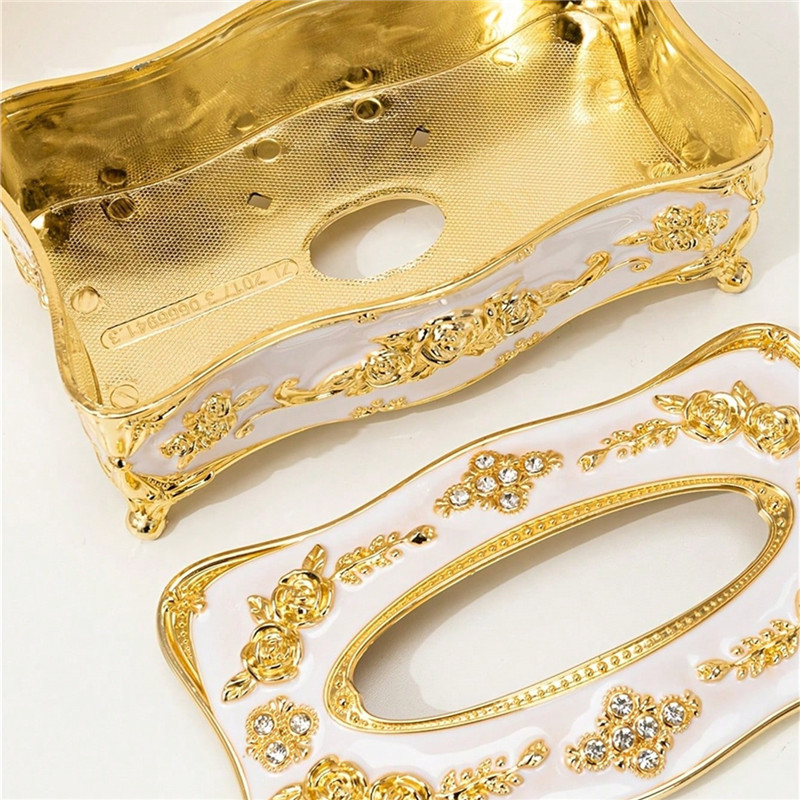 インテリア雑貨 薔薇彫刻装飾付き宮廷風ティシュケース