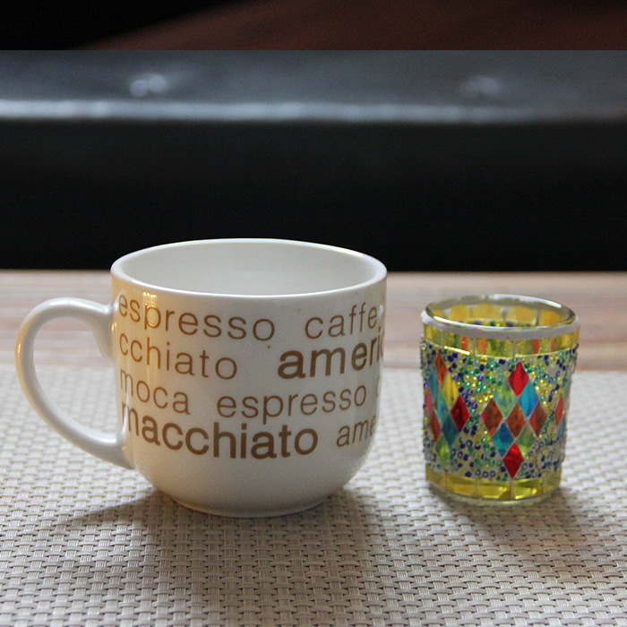 インテリア雑貨 モザイクガラス装飾キャンドルホルダー