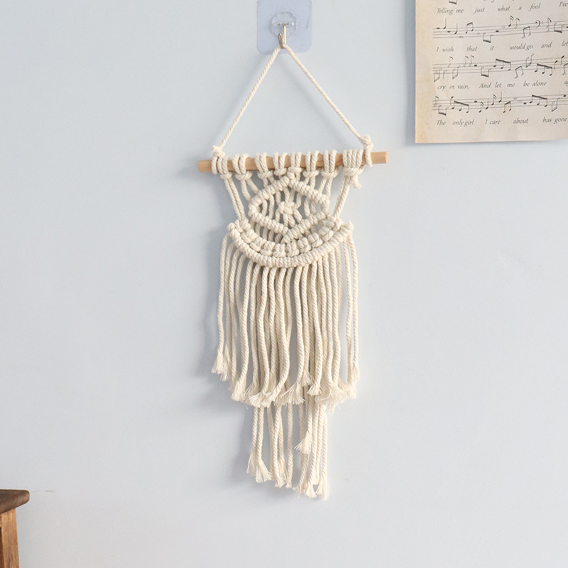 インテリア雑貨 手編み綿糸マクラメ編みタペストリー壁飾り