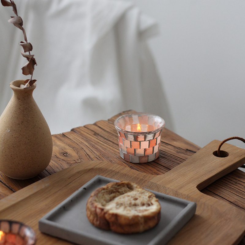 インテリア雑貨 モザイクガラスの煌めきキャンドルホルダー