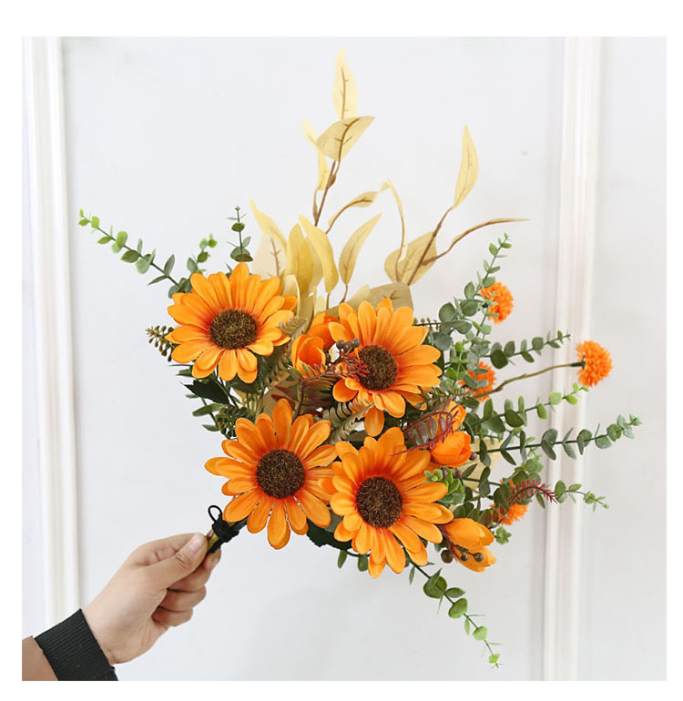 インテリア雑貨 向日葵とユーカリの華やかブーケアレンジメント造花