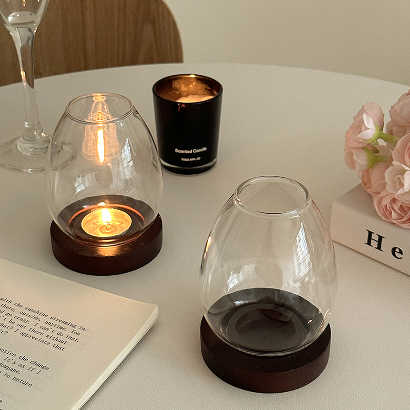 インテリア雑貨 透明ガラスドーム型アロマキャンドルホルダー