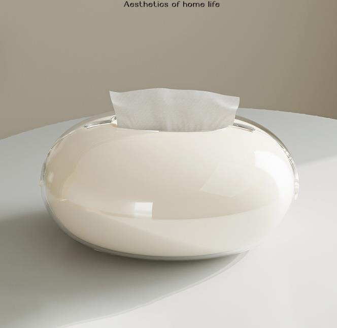 インテリア雑貨 曲線美が美しい陶器製ティッシュケース おしゃれなデスク用