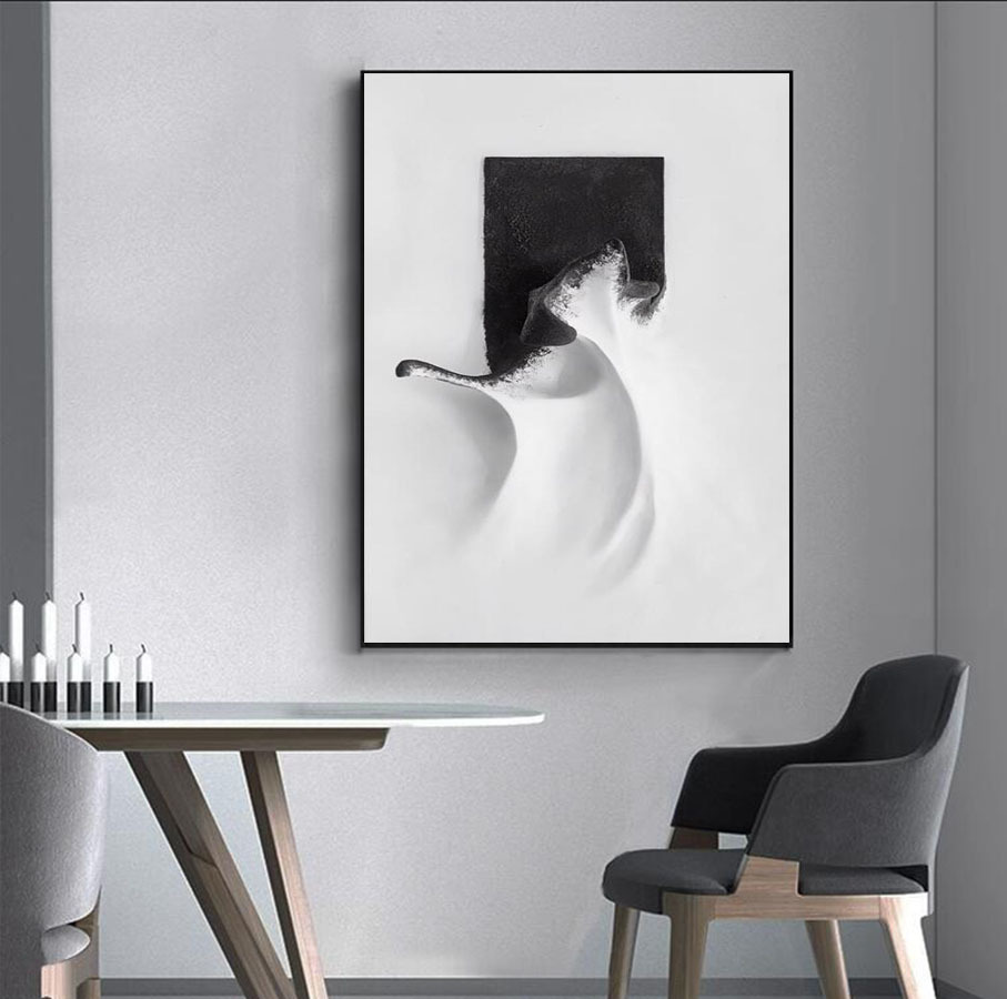 インテリア雑貨 白と黒の境界 抽象アートポスター