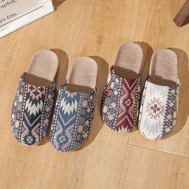 インテリア雑貨 民族調織り柄ルームスリッパ