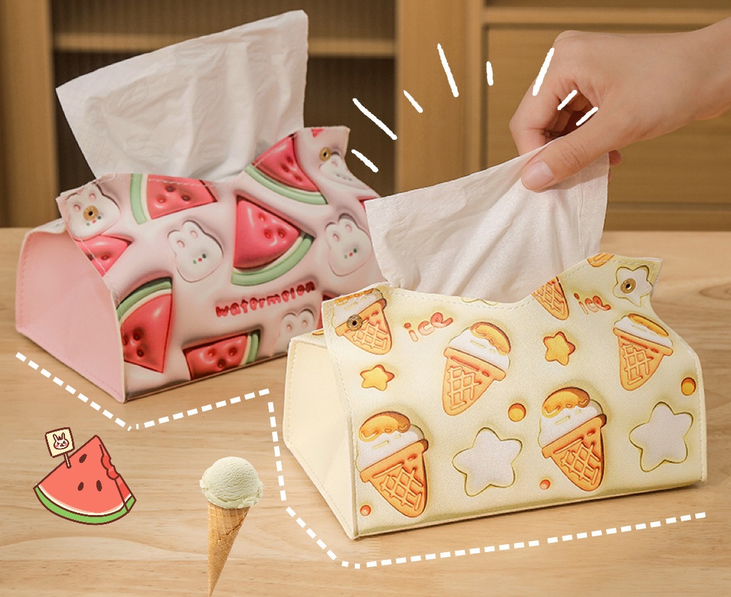 インテリア雑貨 可愛い果物柄ティッシュケース 詰め替え式収納カバー