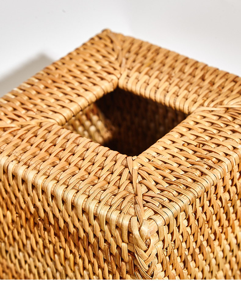 インテリア雑貨 天然素材手編み立方体ティッシュケース