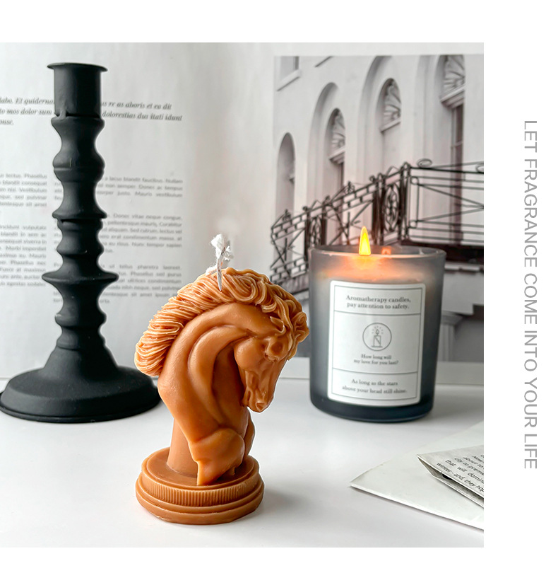 インテリア雑貨 古典様式馬頭彫刻装飾キャンドル