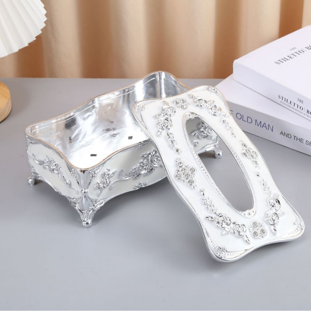 インテリア雑貨 薔薇彫刻装飾付き宮廷風ティシュケース